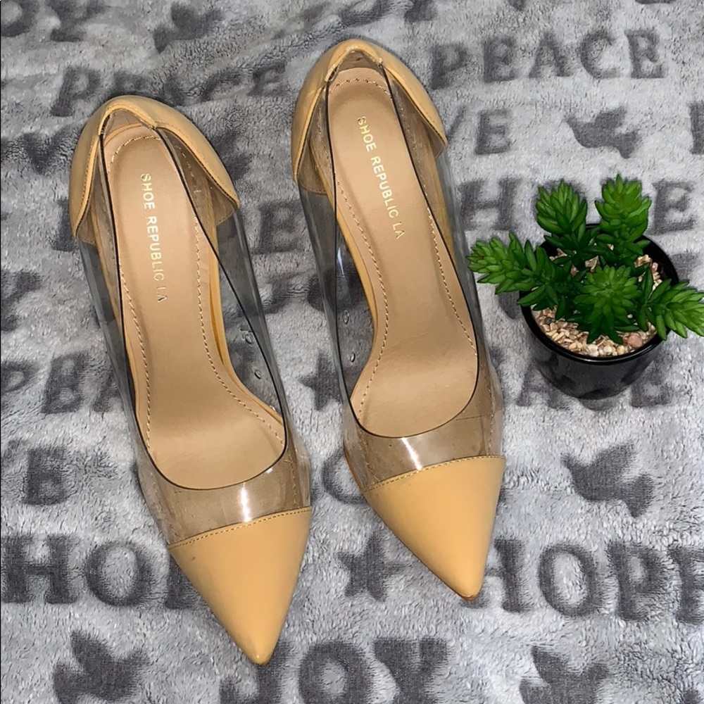 Nude and clear pumps size 9